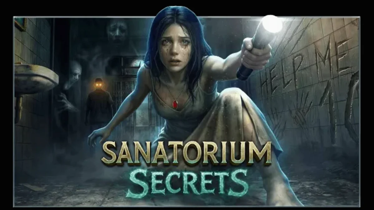 Cenário sombrio e misterioso do slot Sanatorium Secrets com elementos de terror.