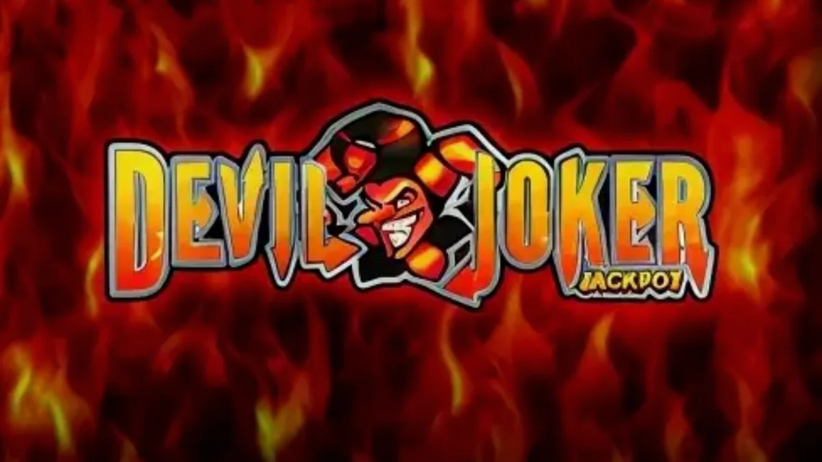 Interface do slot Devil Joker Jackpot com símbolos de frutas flamejantes e o personagem Joker
